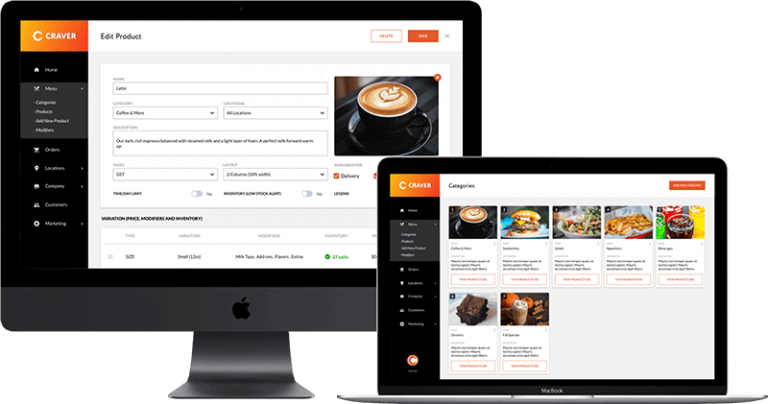 A desktop and a laptop both showing the Craver Admin Dashboard A desktop and a laptop both showing the Craver Admin Dashboard